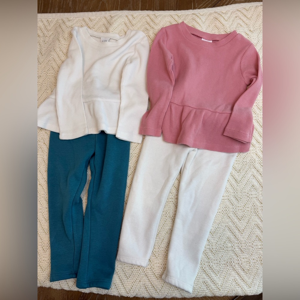 Okie Dokie bundle of two ribbed tops and two fleece lined leggings